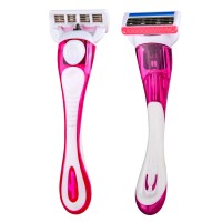 B504DRJS 5 five blade razor system razor with lubricant strip metal with rubber handle cartridge open design changeable hot sell