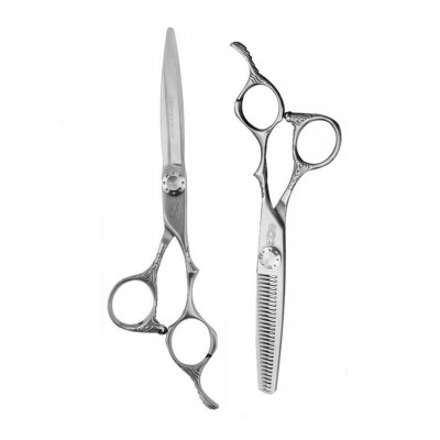 Japanese Stainless Steel 6 Inch Cutting Scissor  Regular V Shape 30 Teeth Scissor, Cutting And Thinning Scissors