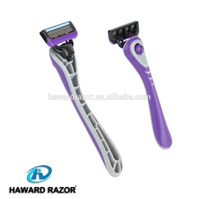 D951L Easily assembled five blade rubber handle system razor