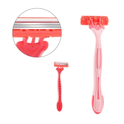 long ABS&rubber handle women razor 3 blade disposable ladies razor