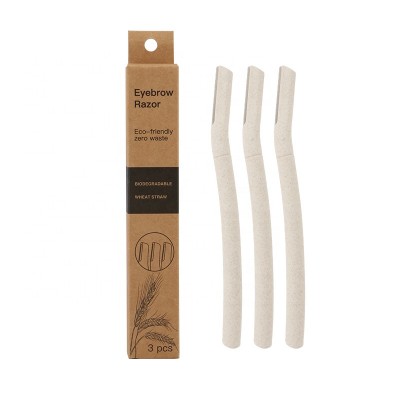 Natural Color Wheat Straw Biodegradable Material of Make Up Tool Eyebrow Razor with Sharp blade for ladies